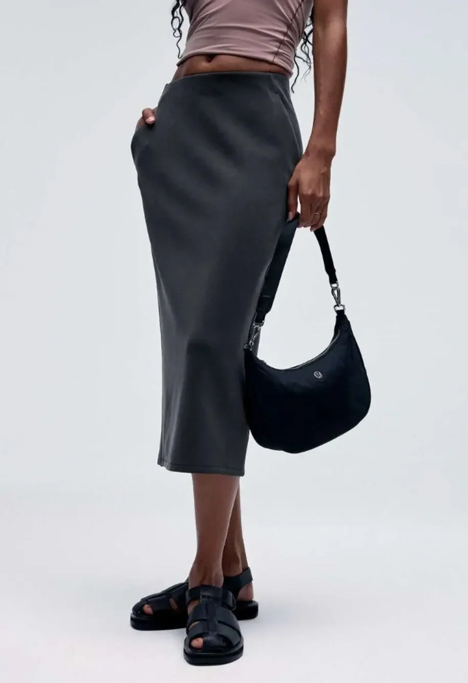 Lululemon Skirt Womens 4 Softstreme High Rise Midi Gray Sporty Chic Minimalist